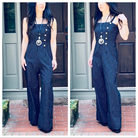 ✨LAST ONE ✨BLACK STRIPES TANK WIDE LEG JUMPSUIT - Picture 4 of 8